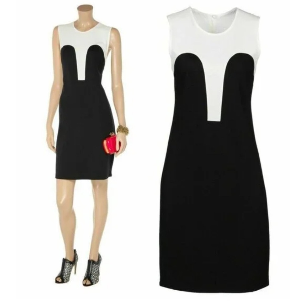 McQ ALEXANDER MCQUEEN DRESS BODYCON CREPE DE CHINE JERSEY BLACK IT44